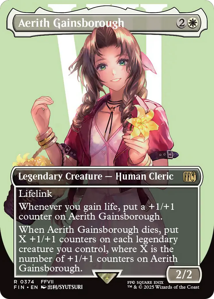 FOIL Aerith Gainsborough (Borderless) (FIN-374) - FINAL FANTASY - Magic The Gathering
