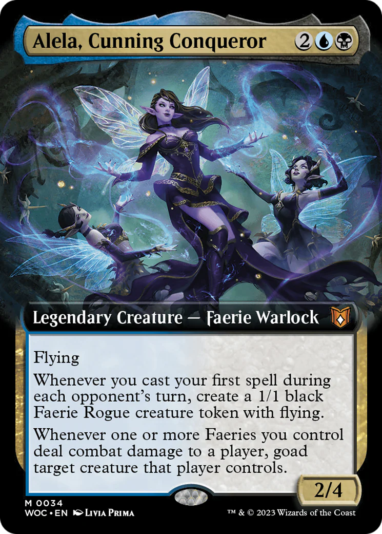 FOIL Alela, Cunning Conqueror (Extended Art) (WOC-034) - Wilds of Eldraine Commander - Magic The Gathering