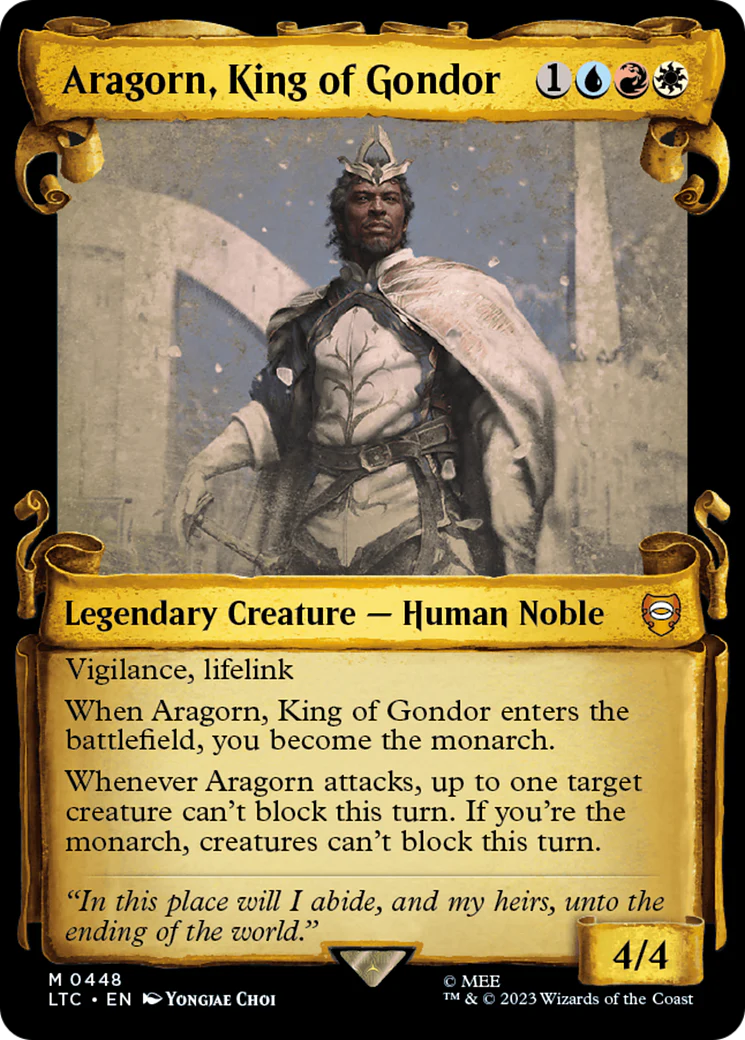 FOIL Aragorn, King of Gondor (Showcase Scrolls) (LTC-448) - Tales of Middle-earth Commander - Magic The Gathering