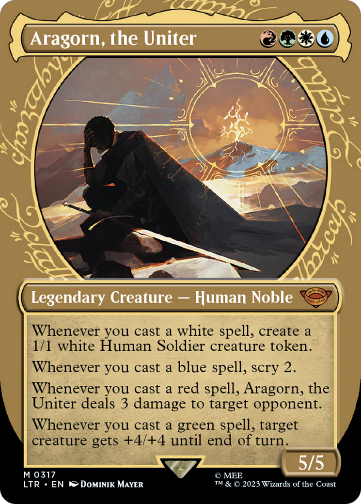 FOIL Aragorn, the Uniter (Showcase) (LTR-317) - The Lord of the Rings: Tales of Middle-earth - Magic The Gathering