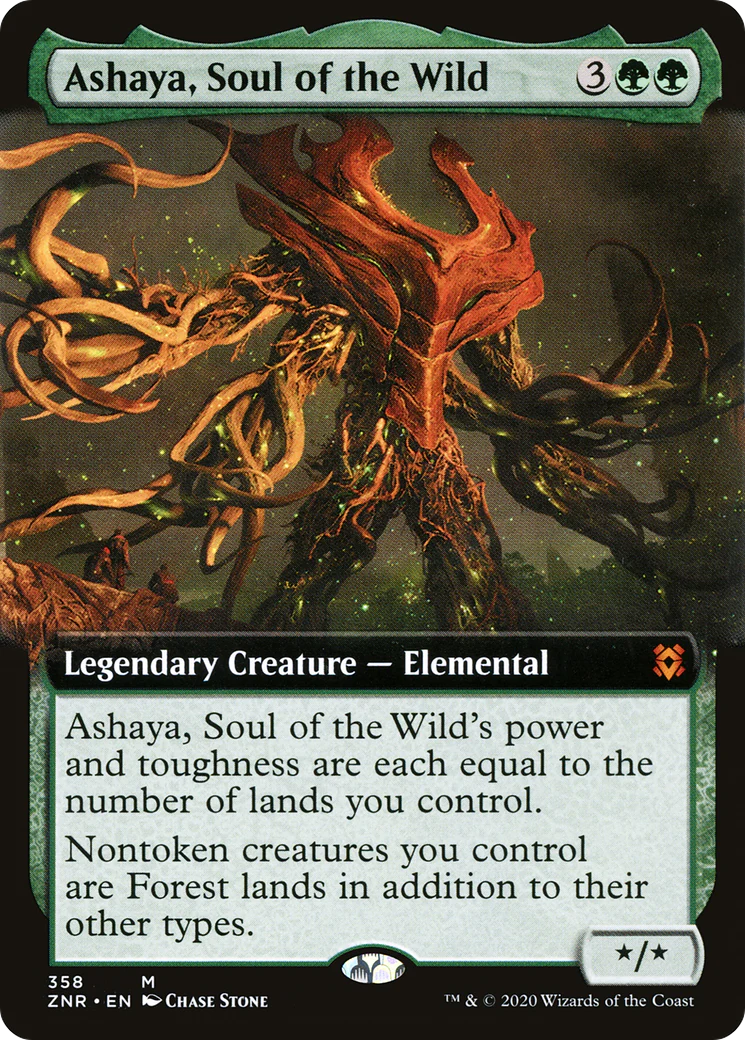 FOIL Ashaya, Soul of the Wild (Extended Art) (ZNR-358) - Zendikar Rising - Magic The Gathering
