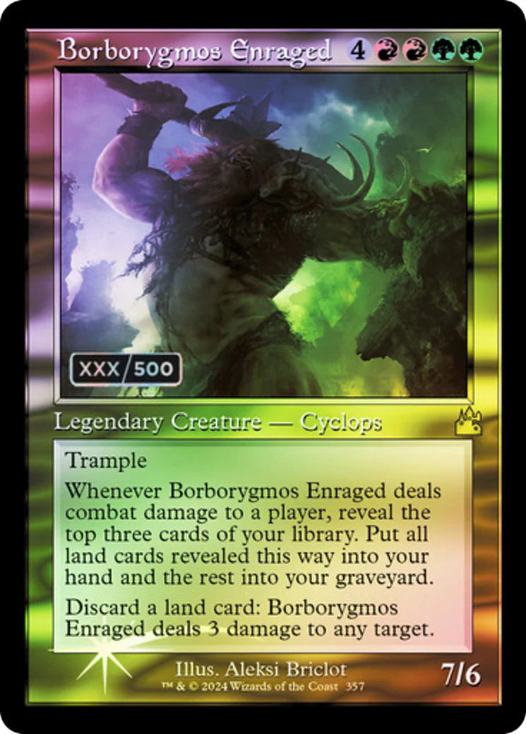 FOIL Borborygmos Enraged (Retro Frame) (Serial Numbered) (RVR-357) - Ravnica Remastered - Magic The Gathering