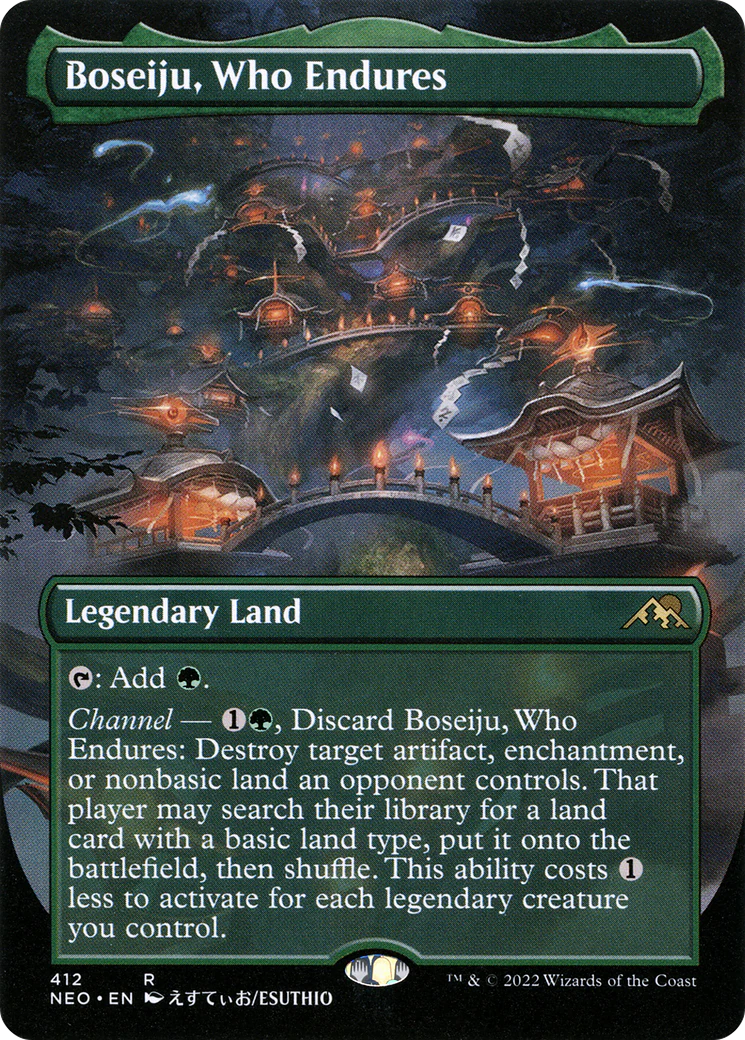 FOIL Boseiju, Who Endures (Borderless) (NEO-412) - Kamigawa: Neon Dynasty - Magic The Gathering