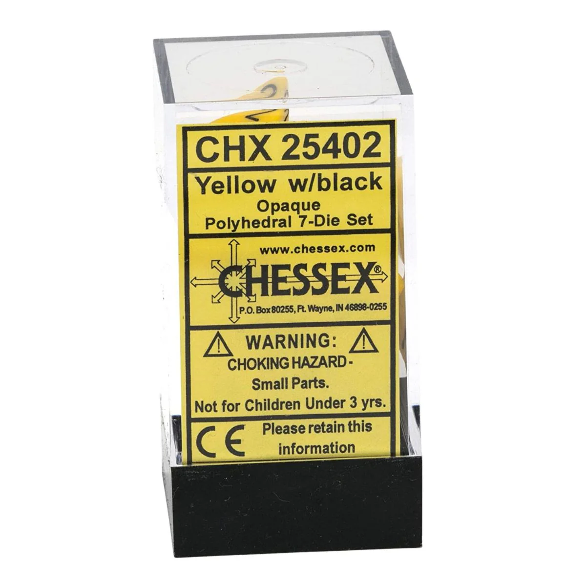 Chessex CHX 25402 Opaque Polyhedral Yellow/black 7-Die Set - Image 2