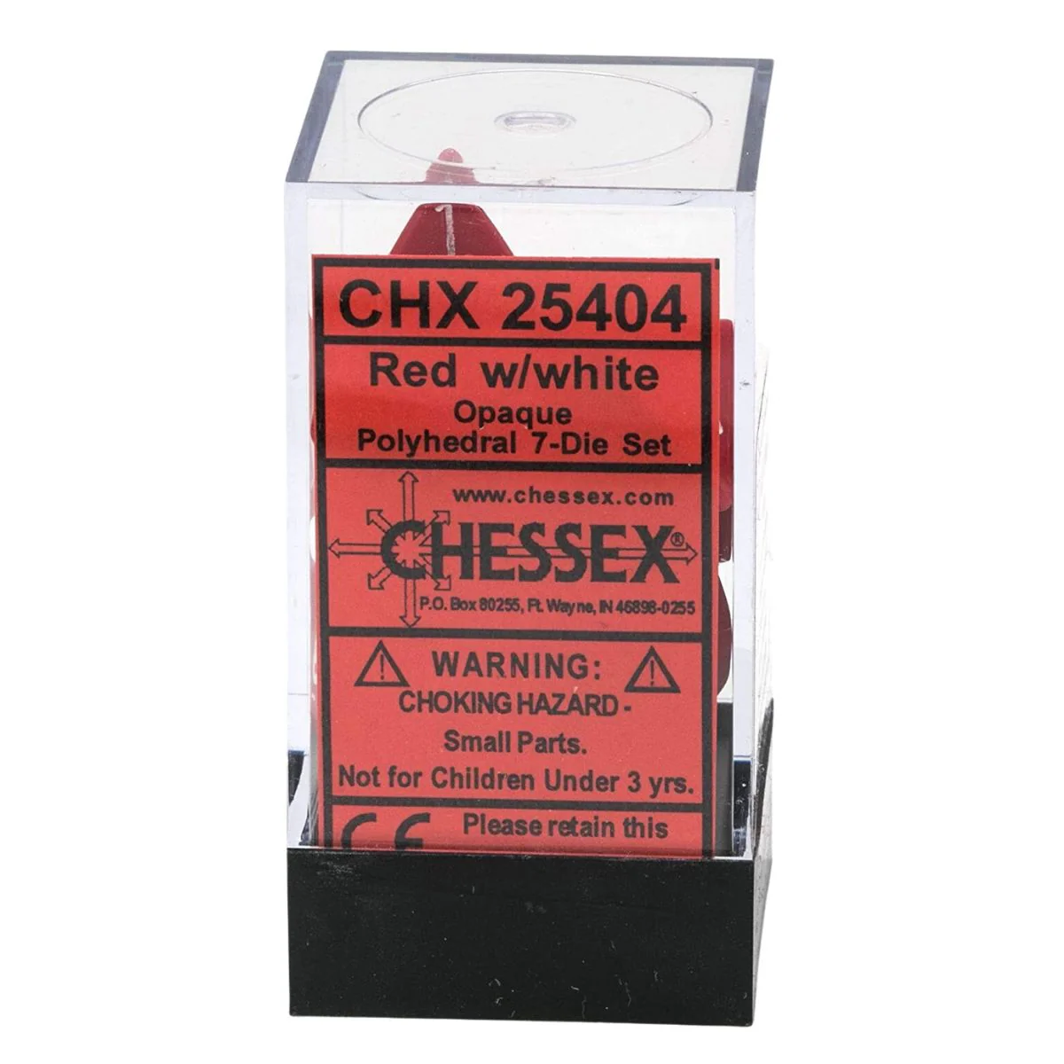 Chessex CHX 25404 Opaque Polyhedral Red/white 7-Die Set - Image 2
