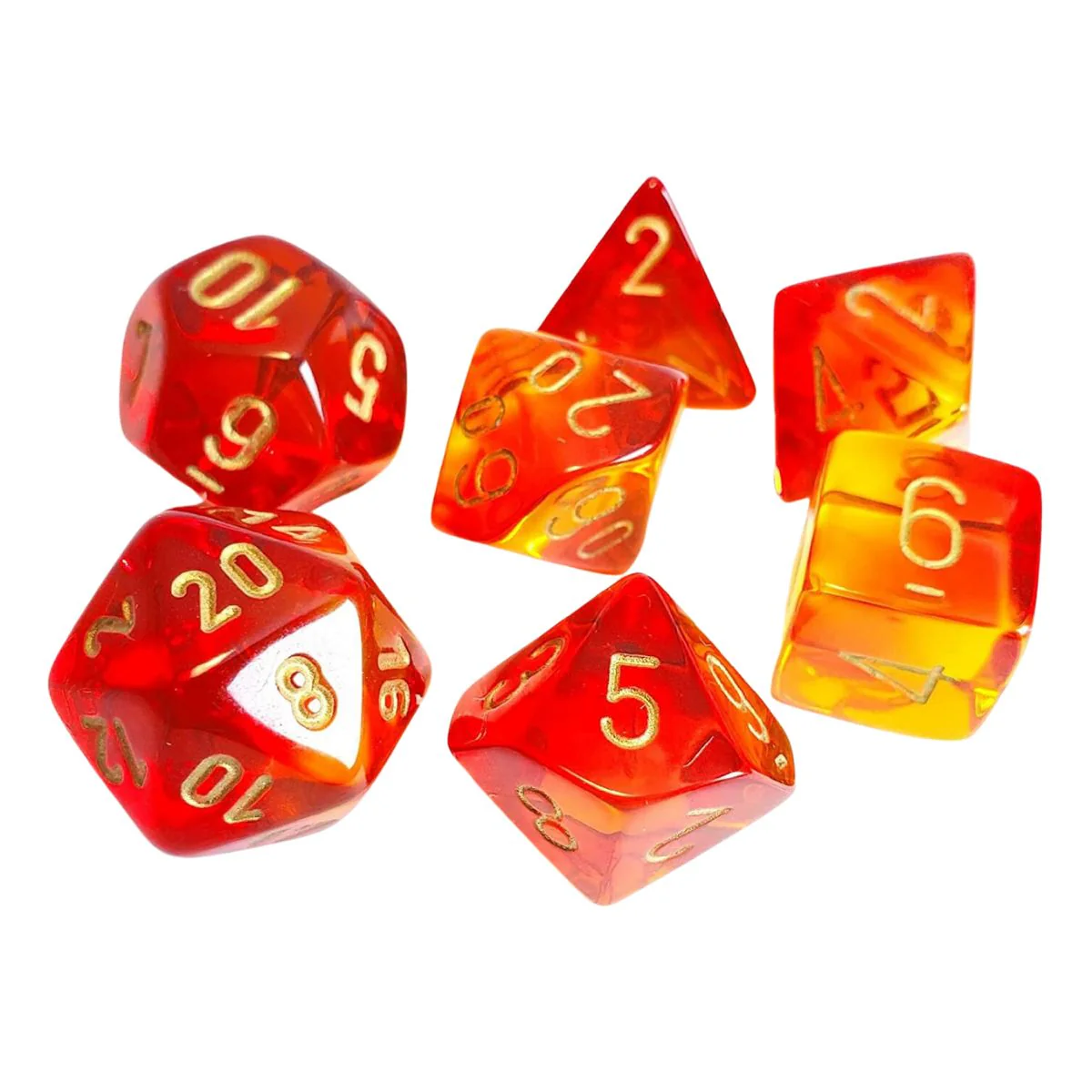 Chessex CHX 26468 Gemini Translucent Red-Yellow/gold 7-Die Set - Image 3