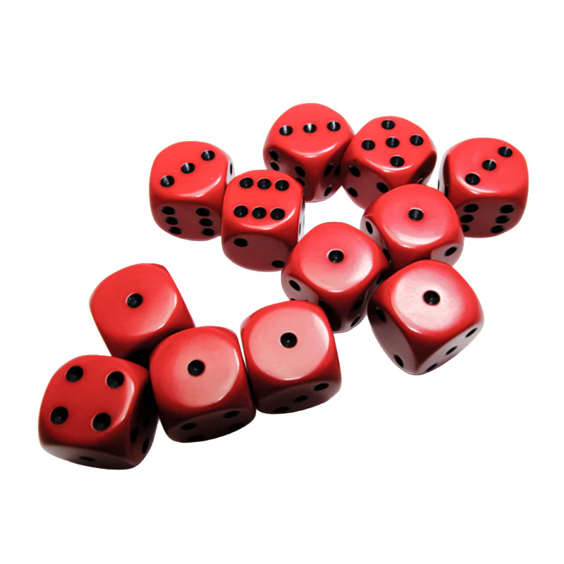 CHX 25614 Opaque Red/Black 16mm D6 Dice Block (12 Dice) - Image 2