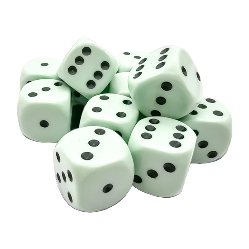 CHX 25665 Opaque 16mm D6 Pastel Green/Black Dice Block (12 Dice) - Image 2