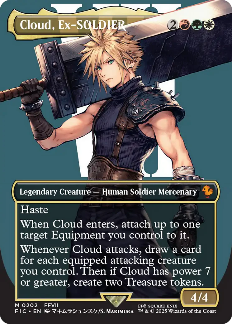Cloud, Ex-SOLDIER (Borderless) (FIC-202) - Commander: FINAL FANTASY - Magic The Gathering