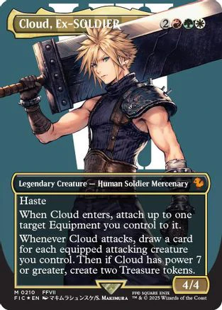 FOIL Cloud, Ex-SOLDIER (Borderless) (Surge Foil) (FIC-210) - Commander: FINAL FANTASY - Magic The Gathering