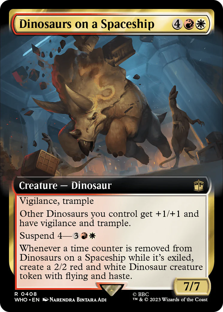 FOIL Dinosaurs on a Spaceship (Extended Art) (WHO-408) - Doctor Who - Magic The Gathering