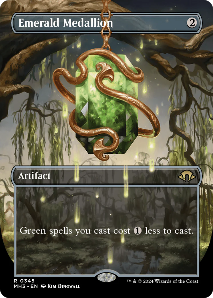 FOIL Emerald Medallion (Borderless) (MH3-345) - Modern Horizons 3 - Magic The Gathering