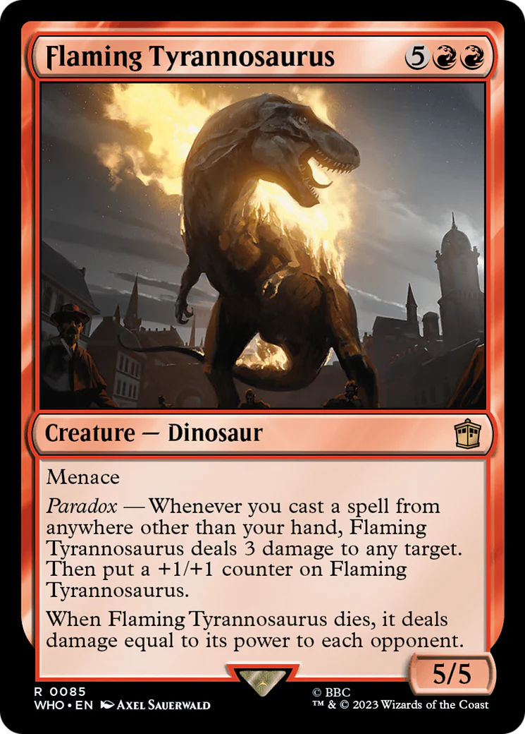 FOIL Flaming Tyrannosaurus (WHO-085) - Doctor Who - Magic The Gathering