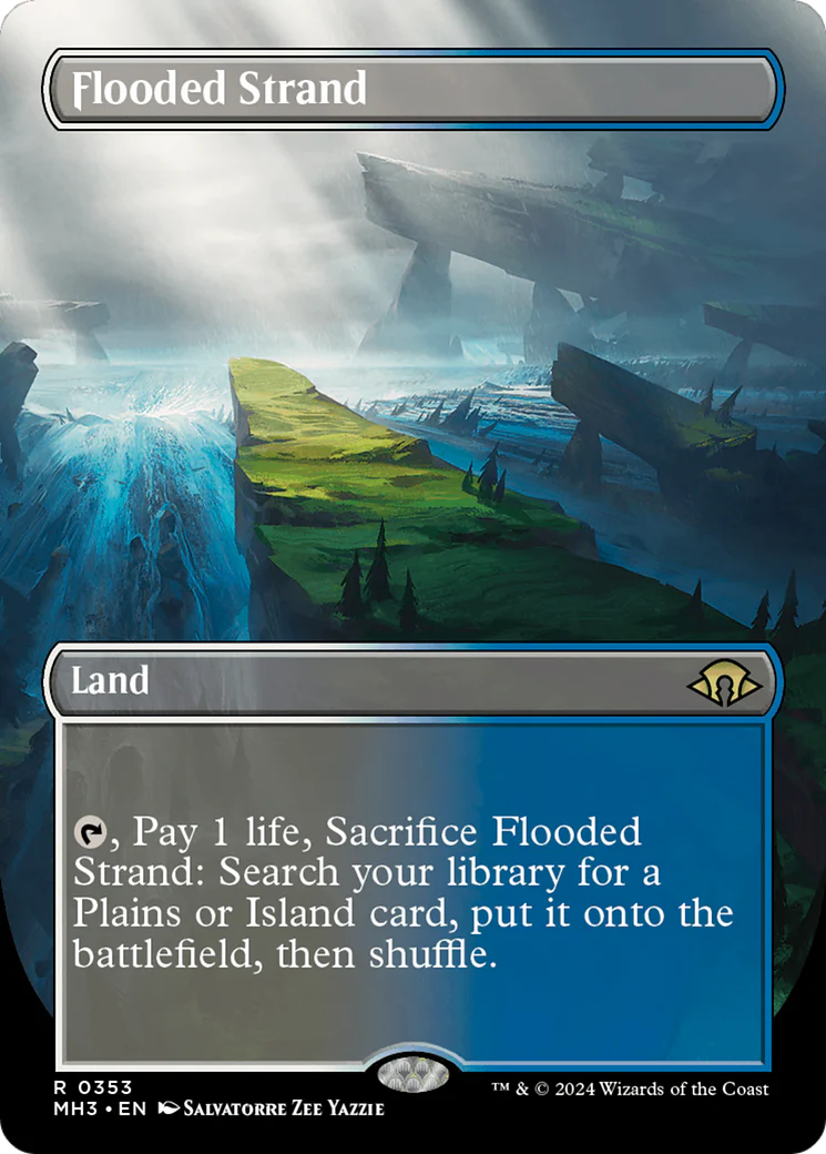 FOIL Flooded Strand (Borderless) (MH3-353) - Modern Horizons 3 - Magic The Gathering