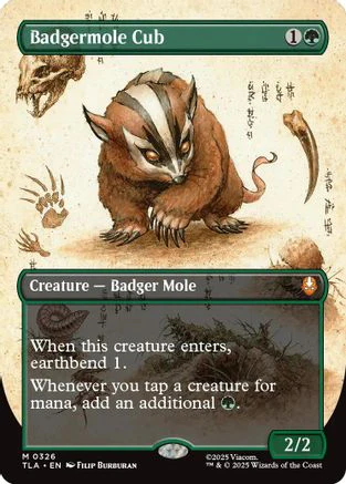 FOIL Badgermole Cub (Borderless) (TLA-326) - Avatar: The Last Airbender - Magic The Gathering