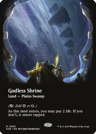 FOIL Godless Shrine (Borderless) (EOE-280) - Edge of Eternities - Magic The Gathering