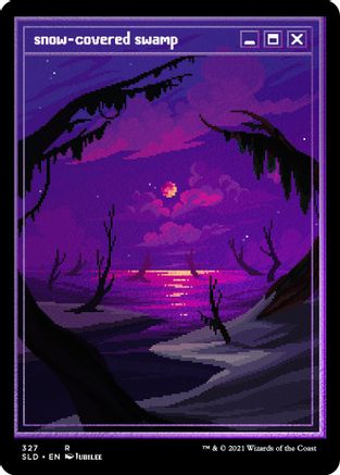 FOIL Snow-Covered Swamp (PixelSnowLands.jpg) (Foil Etched) (SLD-327) - Secret Lair Drop Series - Magic The Gathering