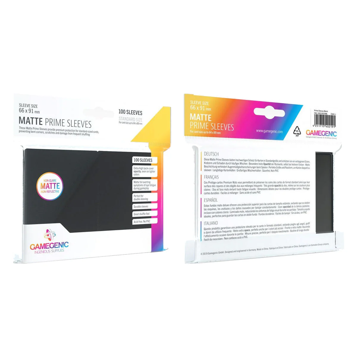 Gamegenic Matte Prime Card Sleeves Black 66mm x 91mm 100 Sleeves Per Pack - Image 3