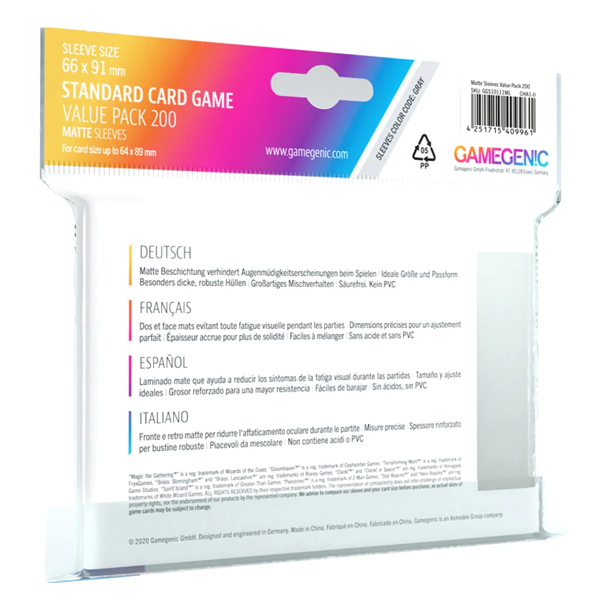 Gamegenic Matte Value Pack Standard 200ct - Image 2