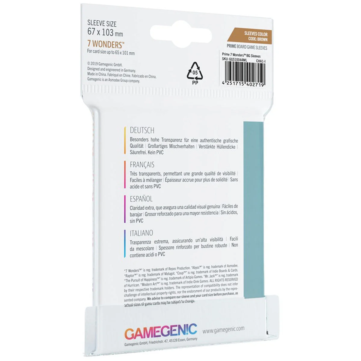 Gamegenic Prime Board Game Sleeves 7 Wonders Abyss 67mm x 103mm 80pc - Image 3