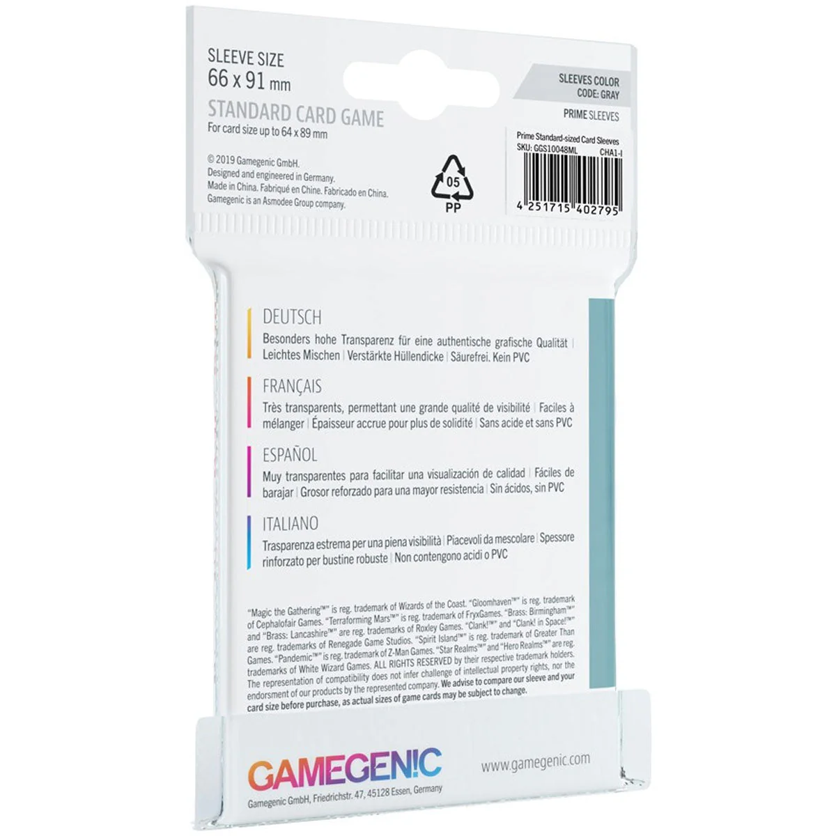 Gamegenic Prime Board Game Sleeves Standard Size 66mm x 91mm 50pc - Image 3