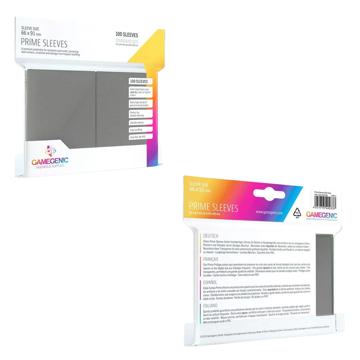 Gamegenic Prime Card Sleeves Dark Gray (66mm x 91mm) (100 Sleeves Per Pack) - Image 3