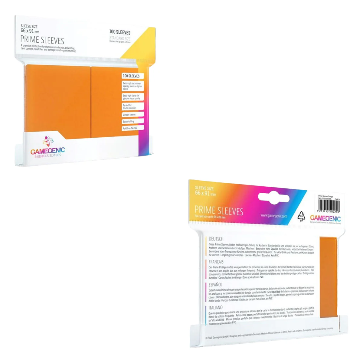 Gamegenic Prime Card Sleeves Orange (66mm x 91mm) (100 Sleeves Per Pack) - Image 3