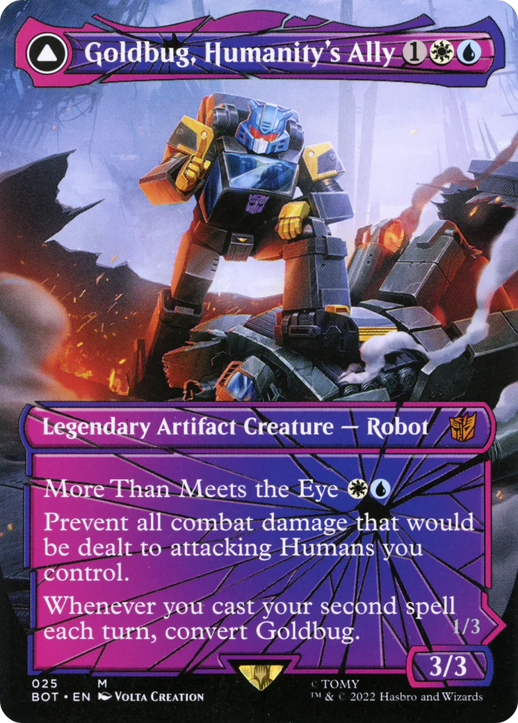 FOIL Goldbug, Humanity's Ally (Shattered Glass) (BOT-025) - Transformers - Magic The Gathering