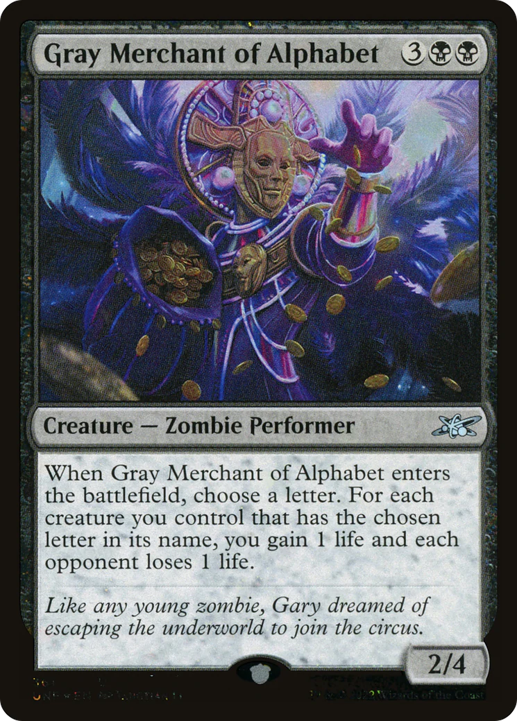 FOIL Gray Merchant of Alphabet (Galaxy Foil) (UNF-361) - Unfinity - Magic The Gathering