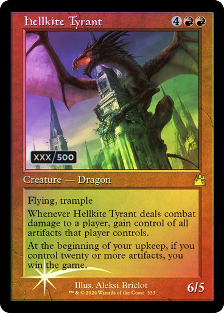 FOIL Hellkite Tyrant (Retro Frame) (Serial Numbered) (RVR-333) - Ravnica Remastered - Magic The Gathering
