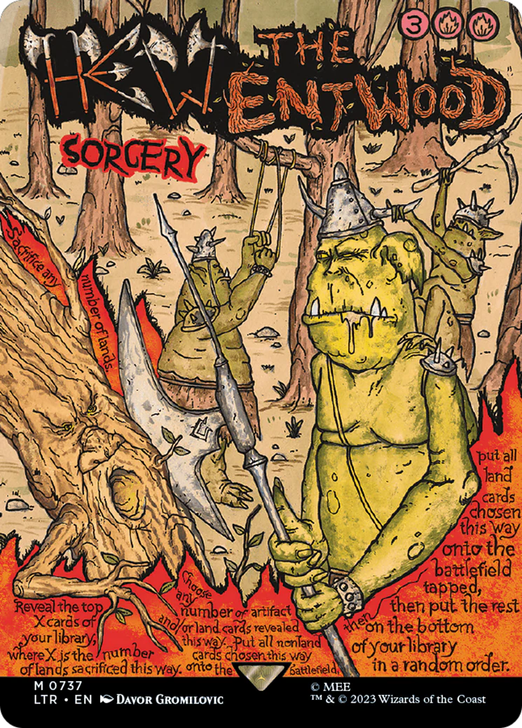 FOIL Hew the Entwood (Borderless Poster) (LTR-737) - The Lord of the Rings: Tales of Middle-earth - Magic The Gathering