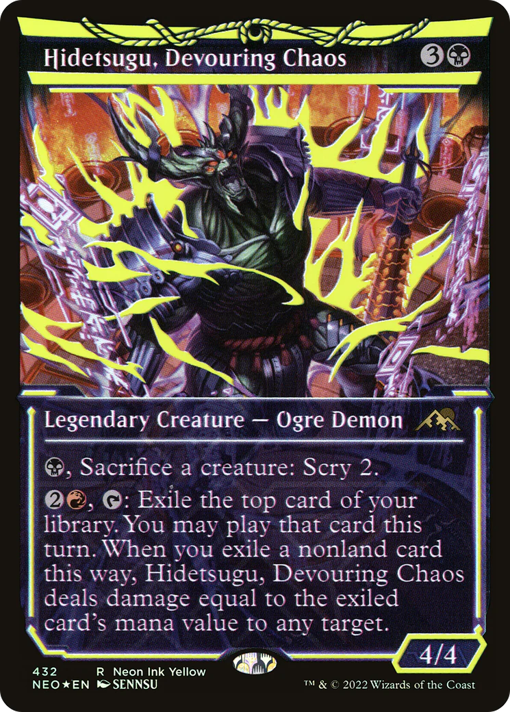 FOIL Hidetsugu, Devouring Chaos (Neon Yellow) (WPN Exclusive) (NEO-432) - Kamigawa: Neon Dynasty - Magic The Gathering