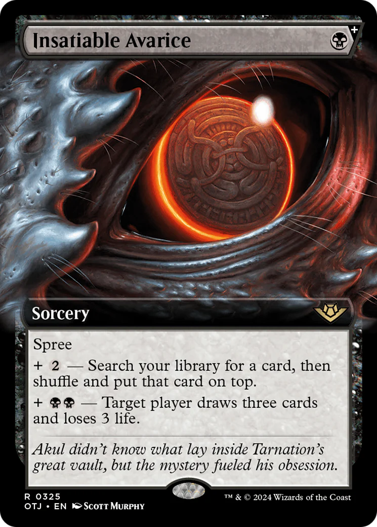 Insatiable Avarice (Extended Art) (OTJ-325) - Outlaws of Thunder Junction - Magic The Gathering