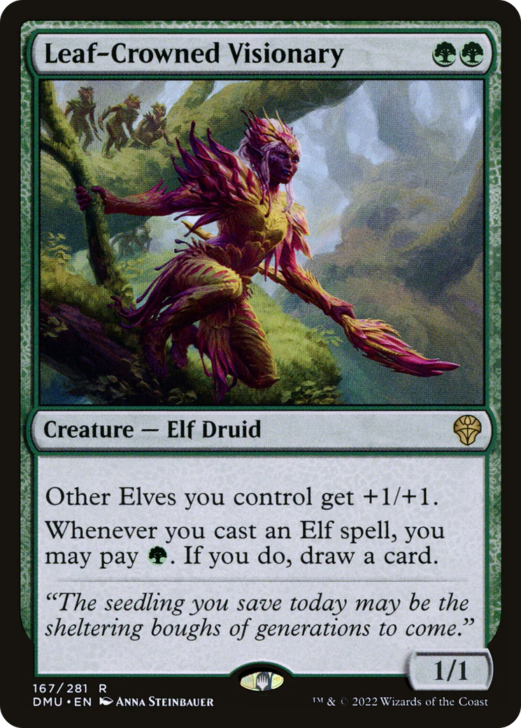 FOIL Leaf-Crowned Visionary (DMU-167) - Dominaria United - Magic The Gathering