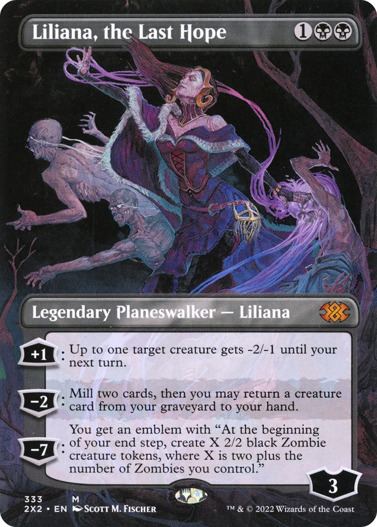 FOIL Liliana, the Last Hope (Borderless) (2X2-333) - Double Masters 2022 - Magic The Gathering