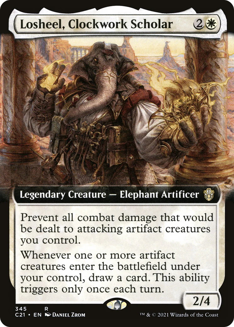 Losheel, Clockwork Scholar (Extended Art) (C21-345) - Commander 2021 - Magic The Gathering