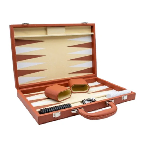 LPG Classics Leather Backgammon Set - Brown - Image 4