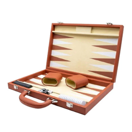 LPG Classics Leather Backgammon Set - Brown - Image 5