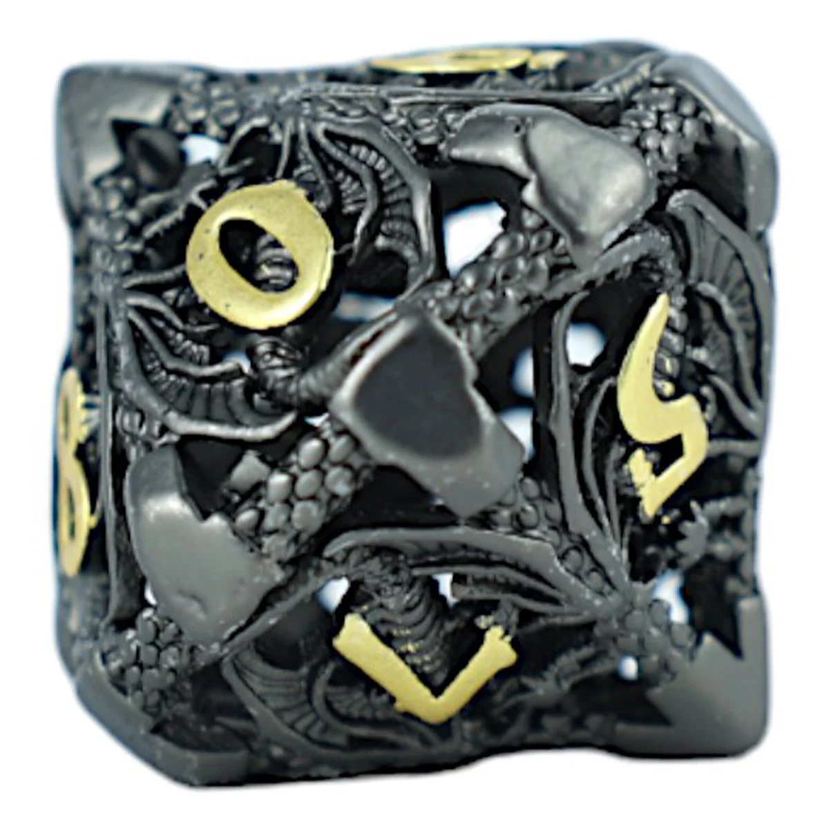 LPG Dice RPG Set Hollow Dragon - Black and Gold - Image 5