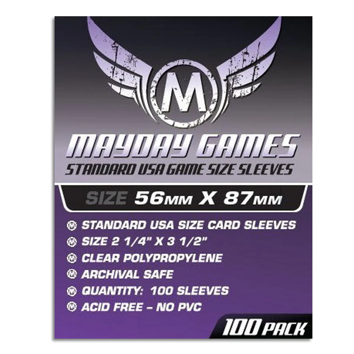 Mayday Standard USA Game Size Sleeves 100ct 56 X 87 mm Purple - Image 2