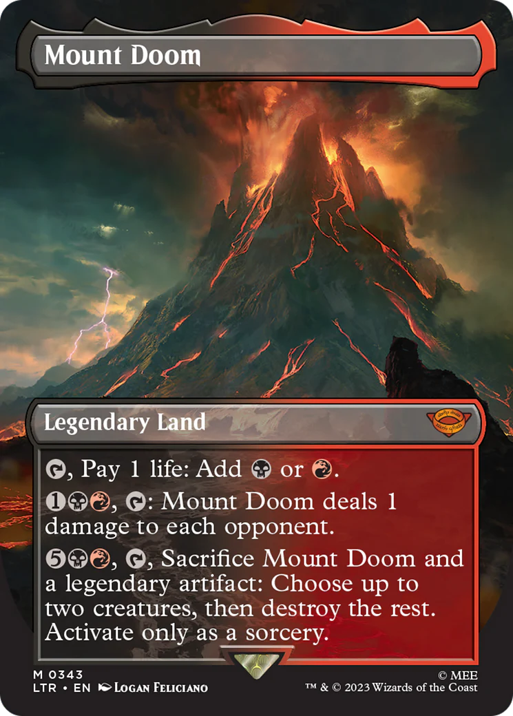 FOIL Mount Doom (Borderless) (LTR-343) - The Lord of the Rings: Tales of Middle-earth - Magic The Gathering