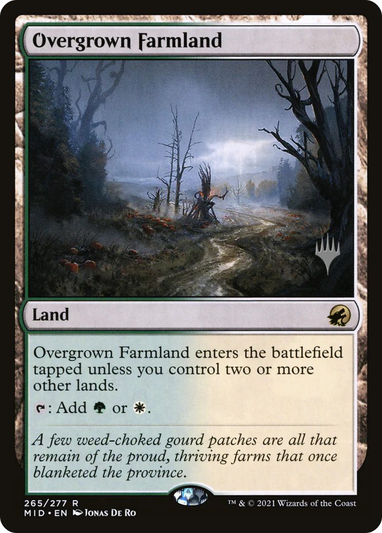 FOIL Overgrown Farmland (PPMID-265P) - Innistrad: Midnight Hunt Promos - Magic The Gathering