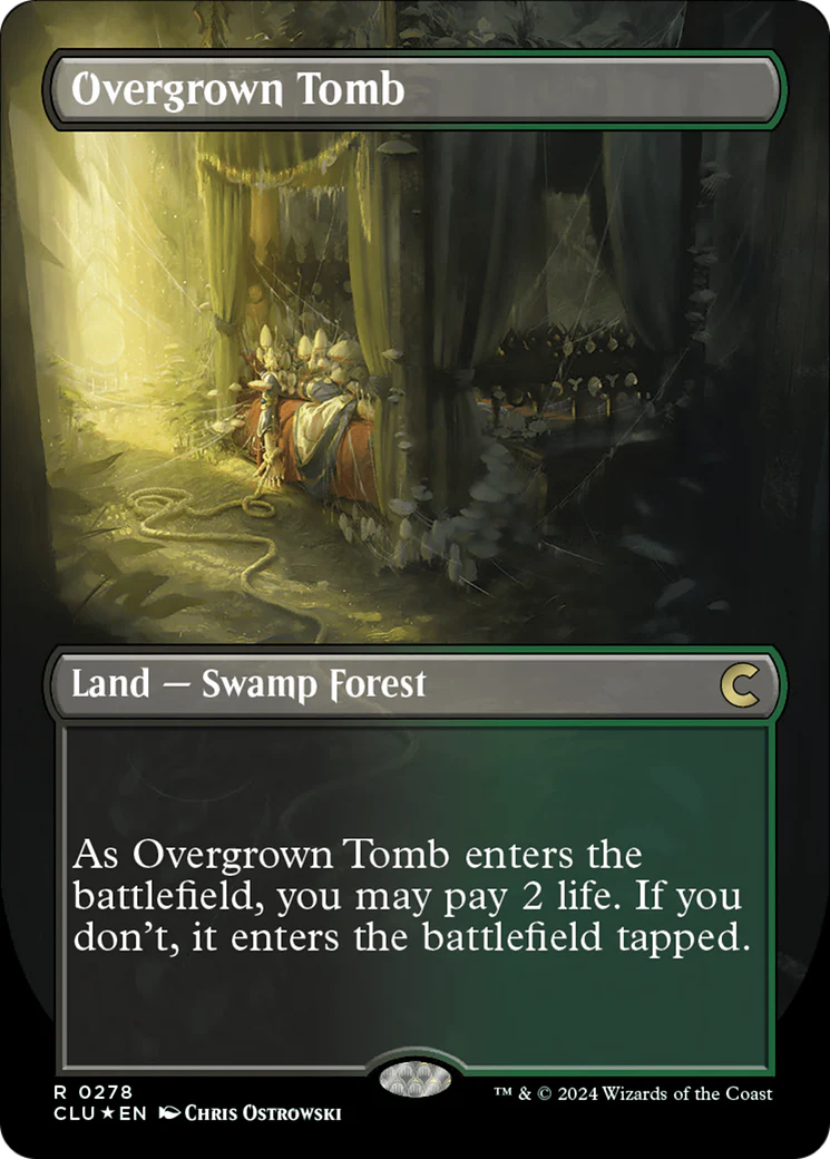 FOIL Overgrown Tomb (Borderless) (CLU-278) - Ravnica: Clue Edition - Magic The Gathering
