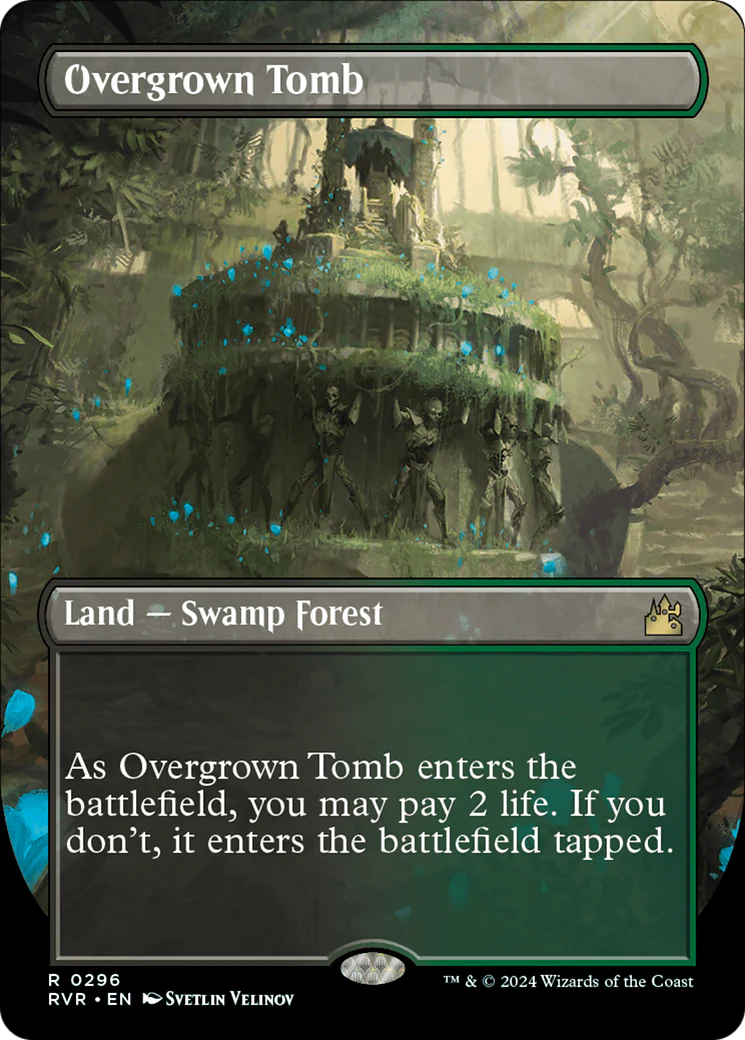 FOIL Overgrown Tomb (Borderless) (RVR-296) - Ravnica Remastered - Magic The Gathering
