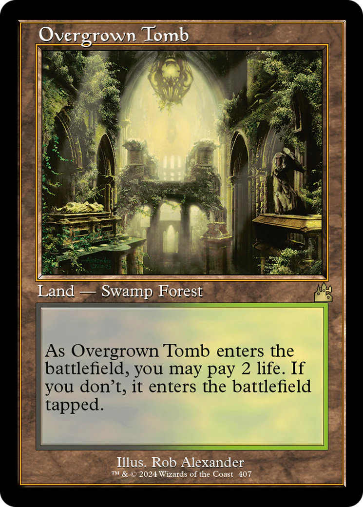 Overgrown Tomb (Retro Frame) (RVR-407) - Ravnica Remastered - Magic The Gathering