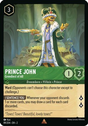 Prince John - Greediest of All (89/204) - Rise of the Floodborn Cold Foil - Lorcana
