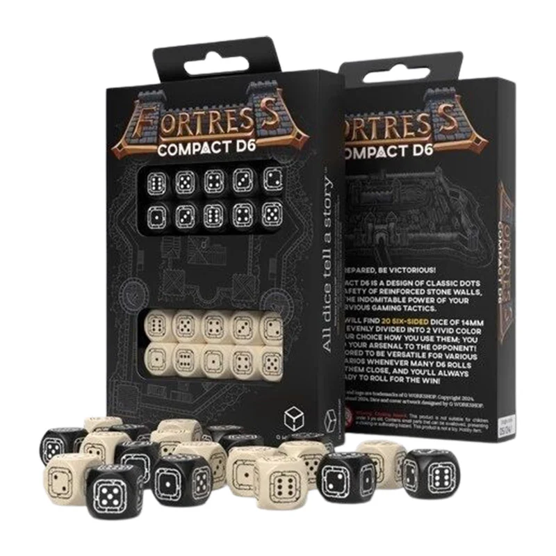 Q Workshop - Fortress Compact - Black & Beige D6 Set