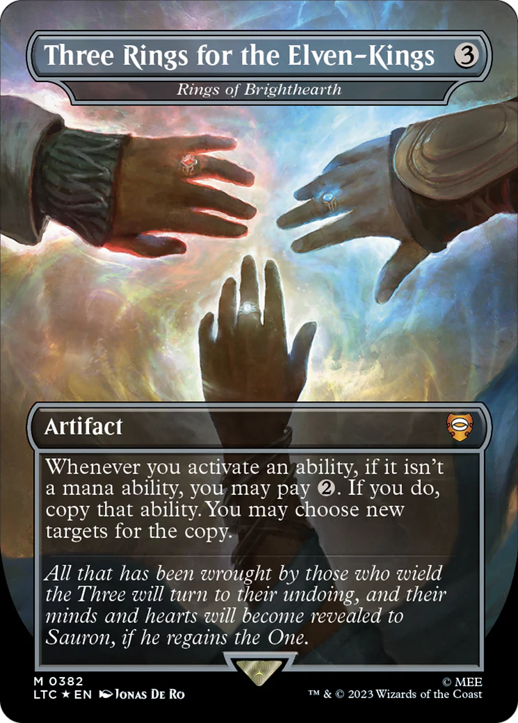 FOIL Three Rings for the Elven-Kings - Rings of Brighthearth (Surge Foil) (LTC-382) - Tales of Middle-earth Commander - Magic The Gathering