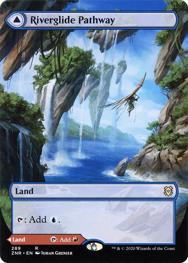 FOIL Riverglide Pathway (Borderless) (ZNR-289) - Zendikar Rising - Magic The Gathering