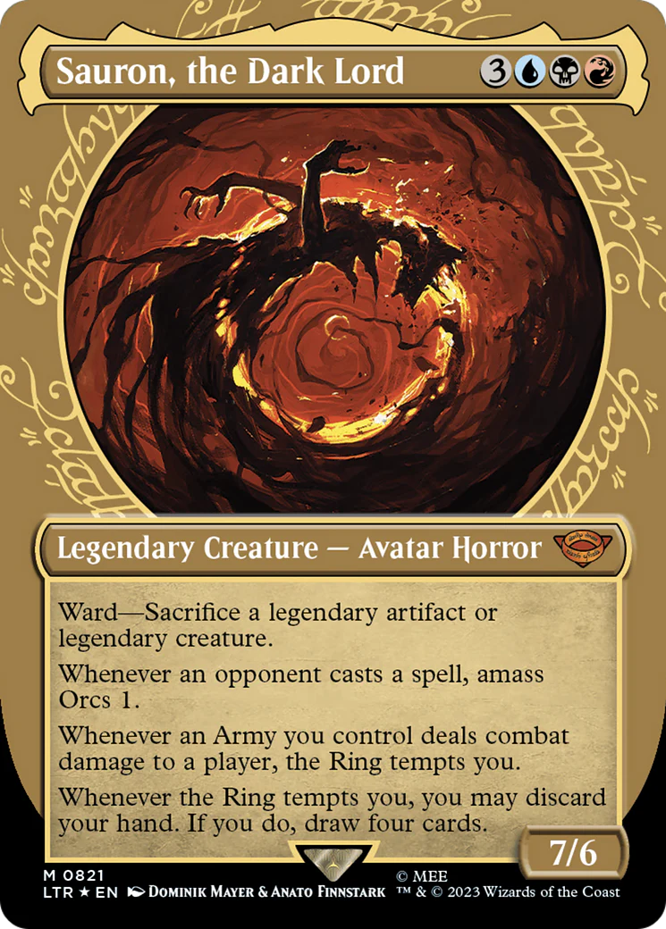 FOIL Sauron, the Dark Lord (Showcase) (Surge Foil) (LTR-821) - The Lord of the Rings: Tales of Middle-earth - Magic The Gathering